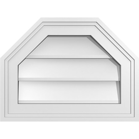 Ekena Millwork Octagonal Top Surface Mount PVC Gable Vent w/ 2"W x 1-1/2"P Brickmould Frame, 16"W x 12"H GVPOT16X1202SN